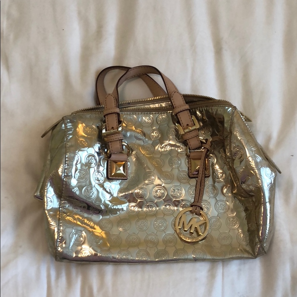 Gold Metallic Gold Michael Kors ‘Speedy’ Bag